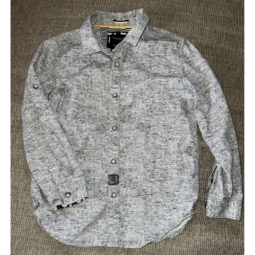 Denim & Flower Ricky Singh Boys Size 7 Button Up Down Shirt Long Sleeve